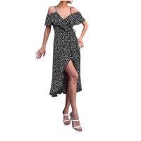 Vestido largo con tirantes y estampado floral para mujer, estilo bohemio de playa, moderno, un hombro, irregular, fresco diario - details 2