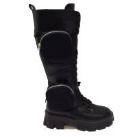 Zapatos Soraia, bota alta militar con bolsillos o sin bolsillos, doble uso, ajustables y cremallera lateral con cordones, color negro, plataforma, calzado para mujer, moda 2022 - details 1