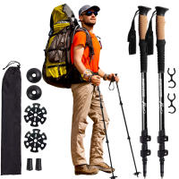 Bastón de senderismo de aluminio multifuncional, 2 uds, bastón de escalada duradero telescópico para montañismo - details 0