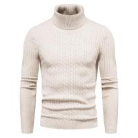 Suéter de cuello alto para hombre, suéter de punto ajustado, camisa de fondo, cálido, Color sólido, moda de otoño e invierno - details 1