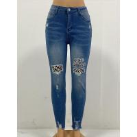 Pantalones vaqueros de moda con estampado de leopardo, pantalones ligeros para mujer, mezclilla retro de primavera - details 5