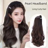 Pelucas de diadema sintéticas de estilo coreano, postizos de aro para el cabello, peluca de media diadema, Clip sintético en pelo largo y rizado ondulado para fiesta - details 5