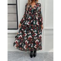 Vestido bohemio de manga larga para mujer, elegante cuello en V para vacaciones, 2025 - details 11