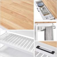 Carro con Ruedas, Carrito Auxiliar de Cocina Mesa con Estante Cajón Armario 101x 51x92cm, Madera, Blanco - details 5