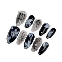 Uñas Postizas De Presión Hechas a Mano Con Diseño De Perlas Y Flor Para Mujer Uñas Falsas Desmontables Para Manicura DIY - details 2