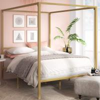 Patricia Cama 150x190 cm Altura 36 cm con almacenamiento bajo la cama Somier con dosel de metal y soporte de lamas de acero Oro - details 0