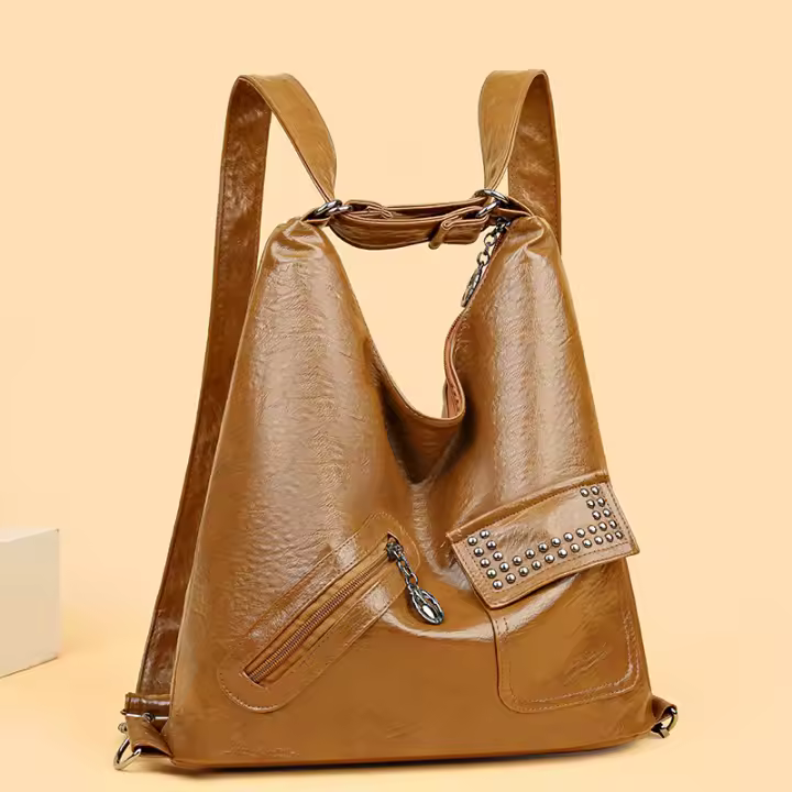 Mochila de hombro de doble propósito para mujer, bolso informal ligero de cuero suave, bolso grande práctico, bolso de gran capacidad - 1