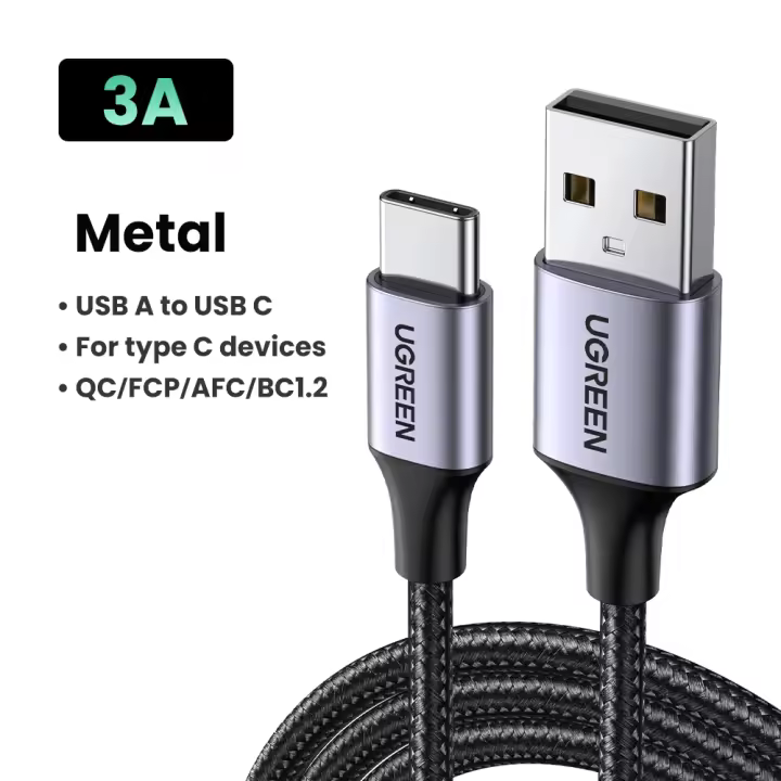 Cable USB A a C de Carga Rápida UGREEN Tipo de Trenza de Nylon para Samsung Galaxy, iPhone, OPPO Reno, Xiaomi 15 Pro, Redmi K80 Pro, Huawei Mate Accesorios de Electrónica - 1