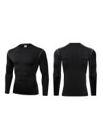 2025 Camiseta deportiva de manga larga para hombre con alta elasticidad y mangas largas de color sólido de secado rápido - details 5