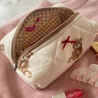 Bolsa De Maquillaje De Algodón Tejida Organizador De Accesorios Coquette Bolso De Cosméticos Con Estilo De Oso Para Viajes Para Mujeres - details 5
