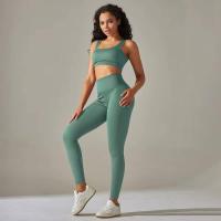 Conjunto de yoga acanalado sin costuras para mujer, ropa de gimnasio, sujetador con elevación, leggings, top de entrenamiento, chándal deportivo, 2 piezas - details 15