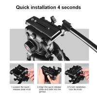 PULUZ-videocámara profesional de alta resistencia, trípode de aleación de aluminio con cabezal de arrastre fluido para cámara DSLR / SLR - details 5
