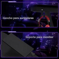 Escritorio Gaming con Soporte para Monitor Escritorio en L Mesa para Computadora Negro 127x127cm - details 1