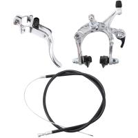 Juego de frenos delanteros Fixie para bicicleta de carretera, Kit de pinza de freno para bicicleta, juego de frenos de tracción lateral para la mayoría de las bicicletas Fixie Silver - details 0