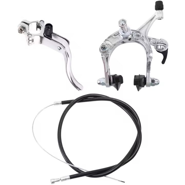 Juego de frenos delanteros Fixie para bicicleta de carretera, Kit de pinza de freno para bicicleta, juego de frenos de tracción lateral para la mayoría de las bicicletas Fixie Silver - 1