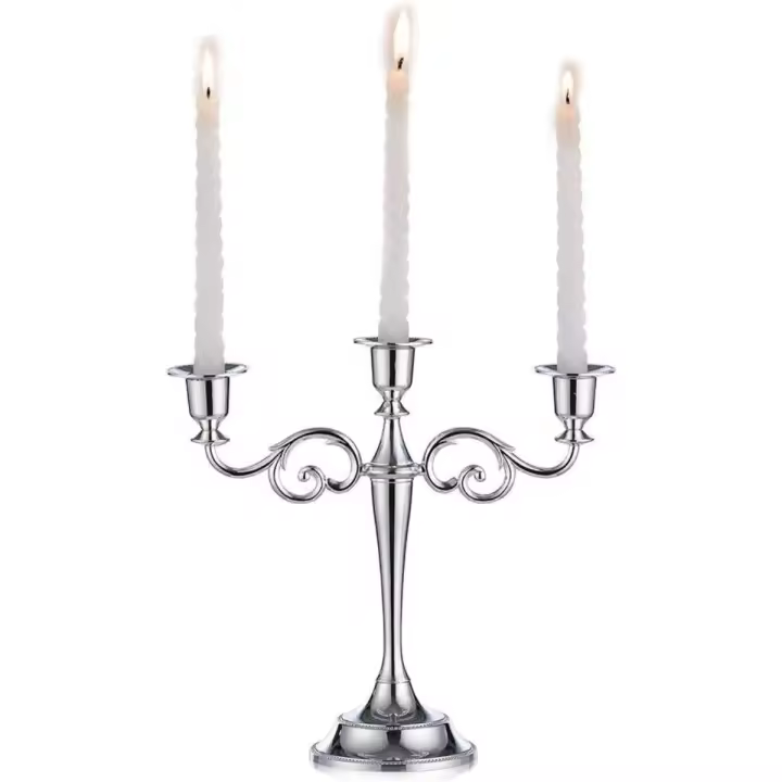 Candelabro de Aluminio para Mesa de Comedor Decoración de Plata para Hogar y Hotel - 1