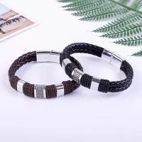 Pulsera de cuero tejido con cuentas Estilo Punk de Hip-hop para hombres - details 2