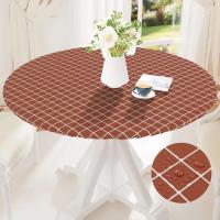 Olanli Redonda Mesa de comedor de cocina de boda marroquí impermeable y resistente al calor mantel de PVC de 60 pulgadas - details 6