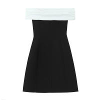 Vestido Sexy sin hombros de retales sin tirantes para mujer, Mini Vestidos elegantes de manga corta para fiesta, Vestidos negros - details 1
