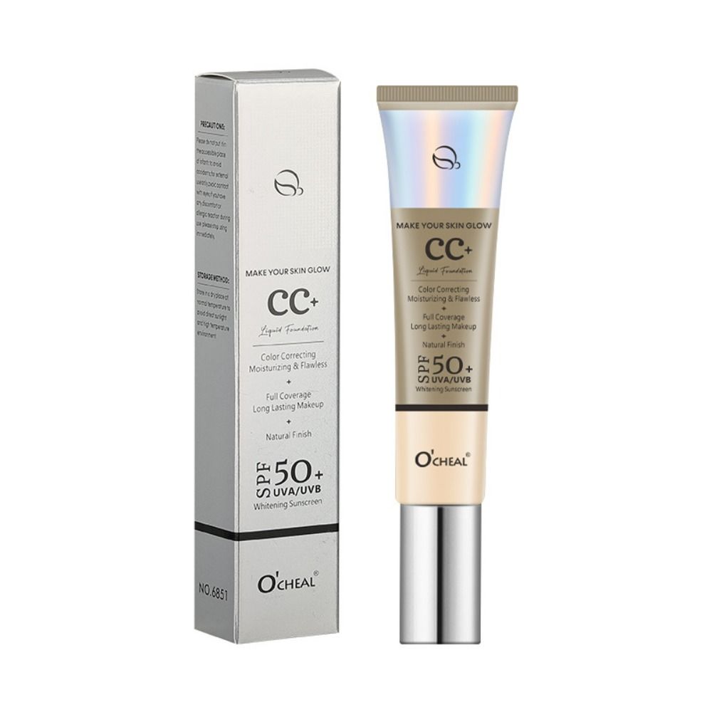 Crema CC con FPS 50 +, Base líquida Hidratante, Corrector de cubierta de Base, Larga duración, iluminar el tono de la piel, resistente al agua