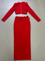 Conjunto de Vestido y Falda Mini de Manga Larga Estilo de Turtén Brillante con Diamantes - details 27