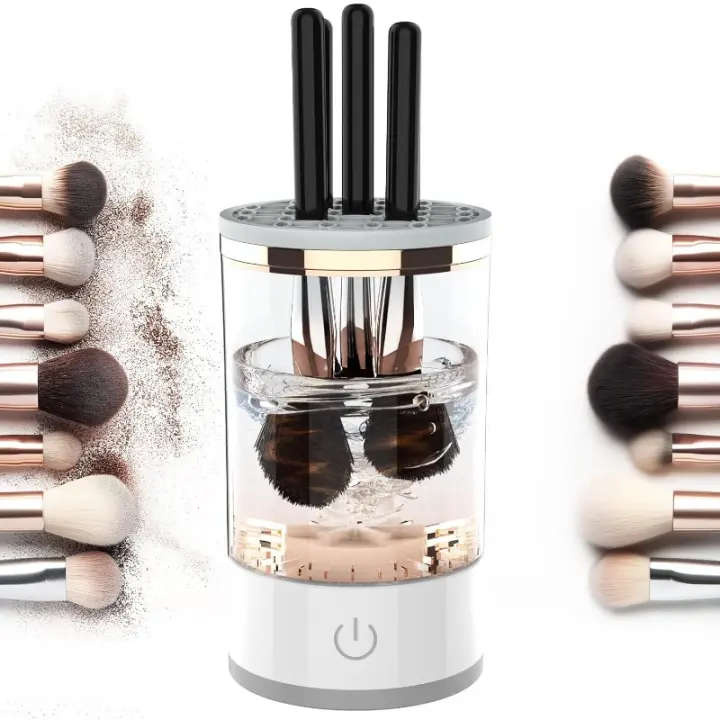 Limpiador de brochas de maquillaje, limpiador de pinceles eléctrico, limpiador de brochas de maquillaje, secador de brochas de maquillaje, portátil, automático, apto para la mayoría de tamaños - 1