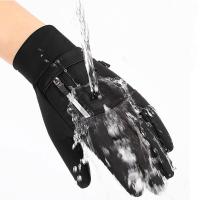 Guantes de motorista para hombre, polares de peluche resistentes a la abrasión, impermeables, para senderismo, 1 par - details 1
