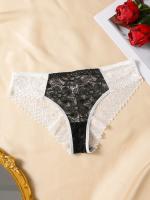Una sola pieza, elegante encaje negro y rojo sexy de dos tonos de ropa interior para mujeres, con una entrepierna cómoda y transpirable. - details 2