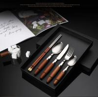 Cuchillo de Carne de Acero Inoxidable Tenedor, Cuchara, Palillos, Mango de Madera Bueno, Vajilla de Regalo, Platos de Cocina, Juegos Completos - details 0
