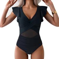 Traje de baño para mujer 2024, tendencia, Control de barriga, cuello en V, Bikini Sexy, trajes de baño fruncidos, traje de baño ajustado con manga con volantes - details 9