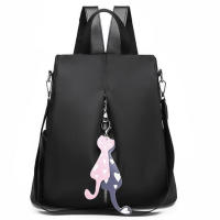 Mochila de Viaje para Mujer Multi-use de Nylon en Color Sólido Gran Capacidad con Colgante de Gato Bolso de Hombro Simple y Elegante - details 16