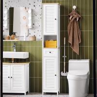 Armario para baño Alto Mueble Columna de Baño Estanterías de Baño con 2 Puertas y 1 Cajón Blanco - details 18