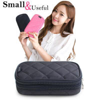 Mini bolsa de almacenamiento para cosméticos, bolsa de almacenamiento portátil negra para cosméticos, bolsa pequeña para cosméticos con rombos - details 2