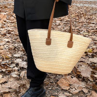 Bolso de viaje con asa superior para mujer, bolsa Bohemia de paja tejida de gran capacidad para verano - details 5