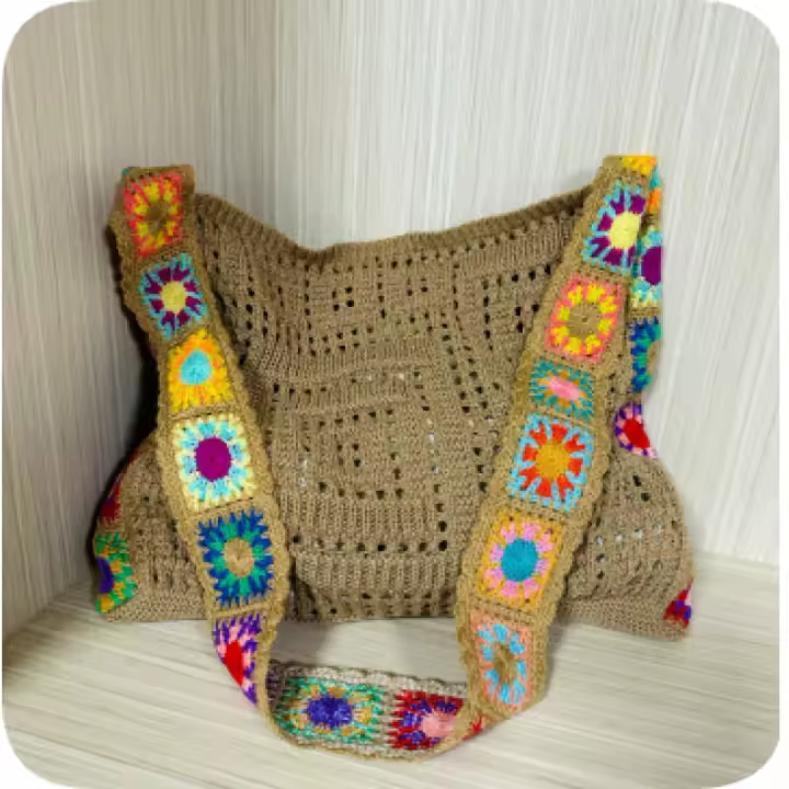 Bolso de Hombro de Punto de Moda Bolso de Tote de Crochet de Gran Capacidad - 1