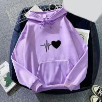 Sudadera con capucha para mujer, suéter cálido con cordón, estampado de corazón, Primavera, novedad - details 7