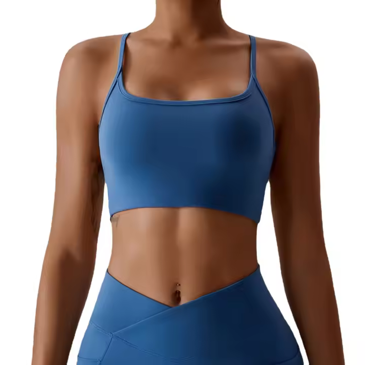 Sujetador deportivo cruzado Sexy para mujer, Top de Yoga para gimnasio, entrenamiento, correr, ropa interior deportiva elástica, camiseta sin mangas para entrenamiento físico - 1
