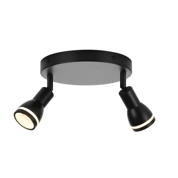 CBJKTX Foco de techo LED 2 bombillas Luz de techo negra para sala de estar Foco ajustable Foco GU10 Lámpara moderna - 1