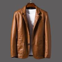 Chaqueta de Cuero de Moda Ligera para Hombres Estilo Coreano, Blazers PU, Moda de Lapela de Negocios - details 0