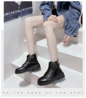 Botas casuales de moda tipo muffin para mujer, negras, con cordones y suela gruesa. - details 8