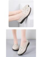 Zapatos de verano 2025 de piel auténtica para madres, para mujeres de mediana edad y mayores, con suela suave, antideslizantes, cómodos, con punta hueca y transpirables. - details 2