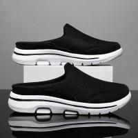 Zapatillas casuales sin cordones, grandes y altas, ligeras, para hombre: parte superior de tela y malla transpirable, suela acolchada MD, detalles en azul marino/naranja, comodidad para todas las estaciones para deportes y uso informal - details 0
