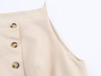 TRAFZA-Vestido Midi elegante de verano para mujer, vestido largo sin mangas con un solo pecho, diseño plisado empalmado, dobladillo acampanado, a la moda - details 4