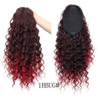 Cola de Caballo rizada de 18 pulgadas, pelo sintético ombré, peluca rizada corta y esponjosa, extensión de cabello con Clip con cordón negro Afro - details 3