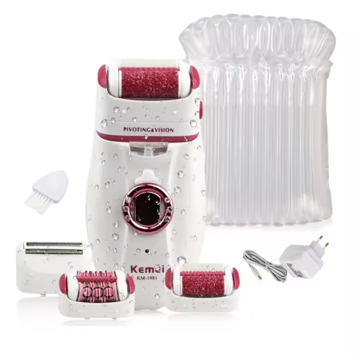 kemei 1981 3in1 electric women epilator female shaver leg body hair removal lip chin depilatory lady bikini trimmer facial hair - 1