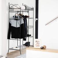 Armario Abierto Country, Perchero Recibidor, Vestidor con Cubierta, Metal-Tela, 1 Ud, 172 x 105 x 45 cm, Negro - details 1