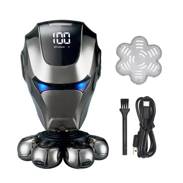 5-IN-1 Men Rechargeable Bald Head Electric Shaver 7D Floating Blade Head Beard Nose Ear Hair Trimmer Razor Clipper Facial Brush - 1
