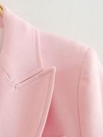 TRAFZA-traje elegante de manga larga para mujer, traje con cuello, Bolsillo falso, decorado, Color sólido, estilo callejero, prendas de vestir exteriores informales - details 7