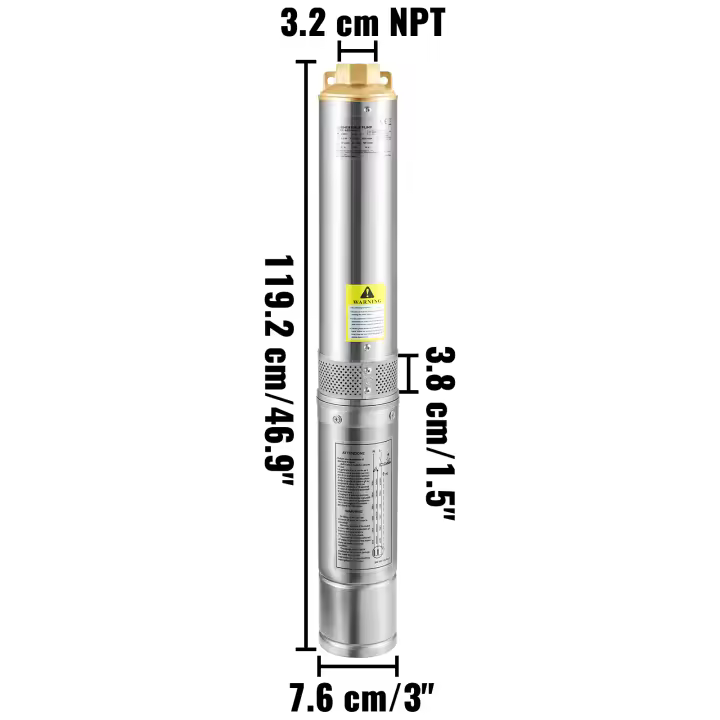 SucceBuy Bomba sumergible de pozo profundo, resistente a la arena, cable eléctrico, acero inoxidable, resistente al agua IP68, para riego y uso doméstico - 1