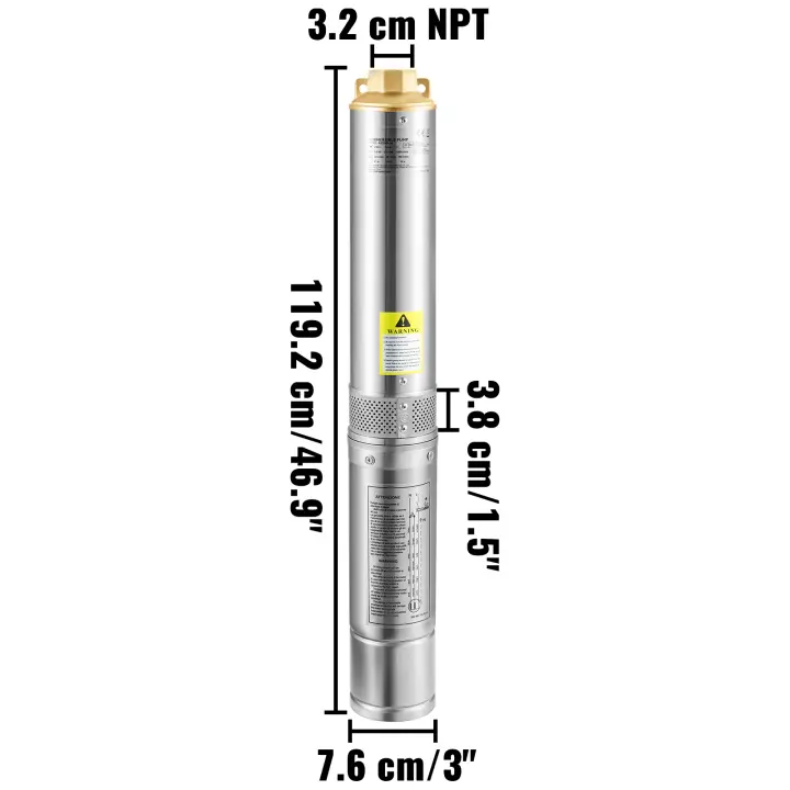 SucceBuy Bomba sumergible de pozo profundo, resistente a la arena, cable eléctrico, acero inoxidable, resistente al agua IP68, para riego y uso doméstico - 1